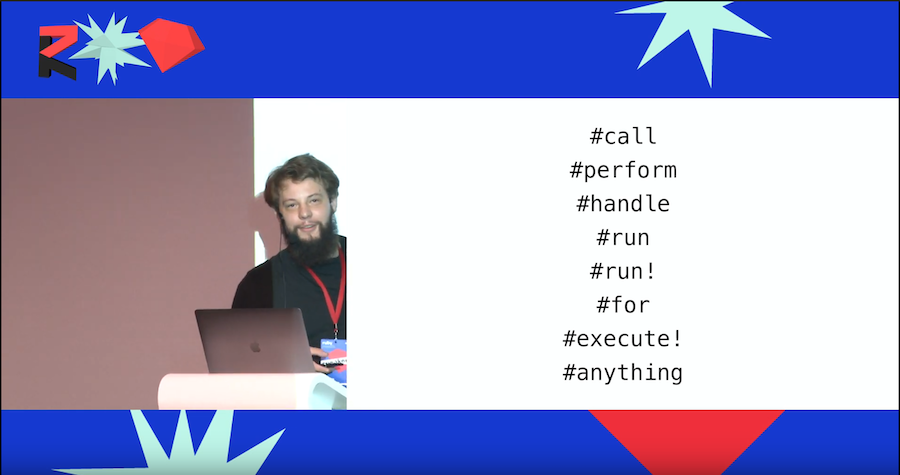 A slide from Anton's talk depicting at least 8 ways to name service object's method